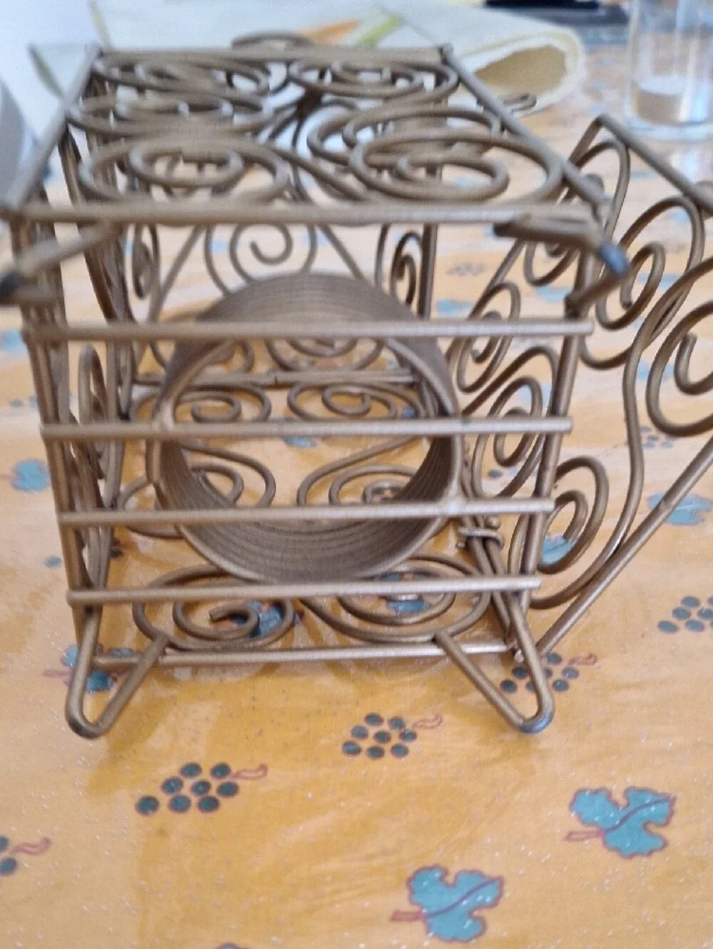Gold Scrollwork Metal Lantern Candle Holder